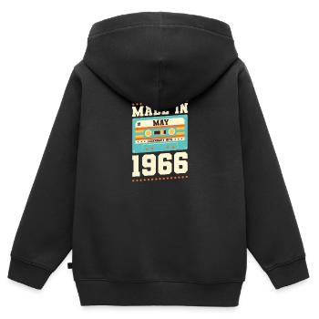 49e anniversaire Mai Né en 1974 Idée cadeau - Sweat Premium à capuche zippé enfant bio - noir - Dos - AI Model Kid Male (0cm)