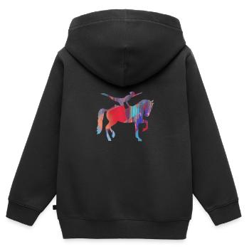 voltigieren,pferdesport,pferde,graffiti - Kinder Premium Organic Zip Hoodie - Schwarz - Hinten - AI Model Kid Male (0cm)