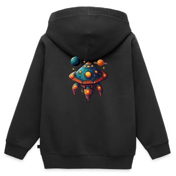 Soucoupe volante de vaisseau spatial imaginative - Sweat Premium à capuche zippé enfant bio - noir - Dos - AI Model Kid Male (0cm)