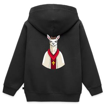 Christian Christianity Lama - Kids Premium Organic Zip-up Hoodie - black - Back - AI Model Kid Male (0cm)