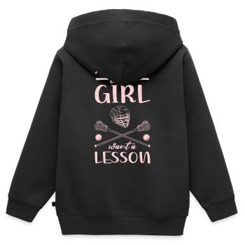 Lacrosse Spieler - Kinder Premium Organic Zip Hoodie - Schwarz - Hinten - AI Model Kid Male (0cm)