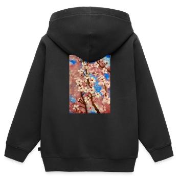 Cherry tree - Kids Premium Organic Zip-up Hoodie - black - Back - AI Model Kid Male (0cm)