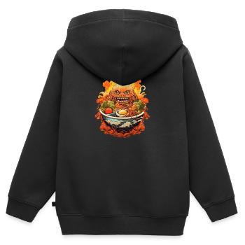 Ramen-Monster - Kinder Premium Organic Zip Hoodie - Schwarz - Hinten - AI Model Kid Male (0cm)