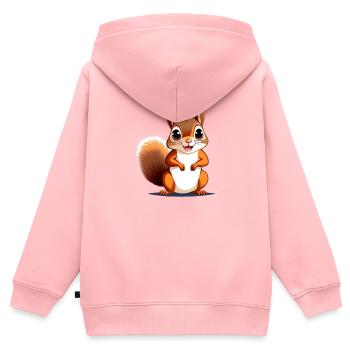 Eichhörnchen - Kinder Premium Organic Zip Hoodie - Rosa - Hinten - AI Model Kid Female (0cm)
