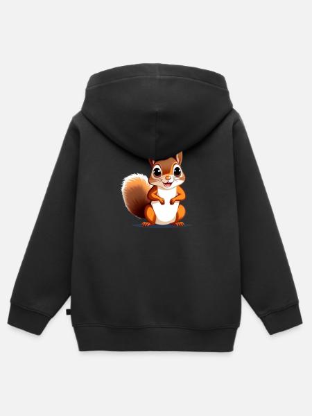 Écureuil - Sweat Premium à capuche zippé enfant bio - noir