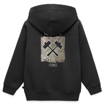 Tailleur de pierre sculpteur sur pierre disant - Sweat Premium à capuche zippé enfant bio - noir - Dos - AI Model Kid Male (0cm)