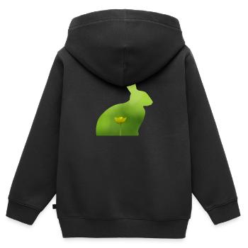 Hase - Kinder Premium Organic Zip Hoodie - Schwarz - Hinten - AI Model Kid Male (0cm)