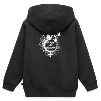 schmetterling,iran, freedom,women life freedom - Kinder Premium Organic Zip Hoodie - Schwarz - Hinten - AI Model Kid Male (0cm)