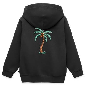 Palme Insel - Kinder Premium Organic Zip Hoodie - Schwarz - Hinten - AI Model Kid Male (0cm)