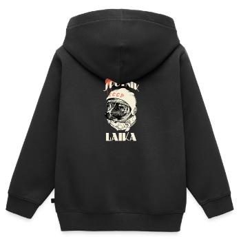 Sputnik Laika SSSR Gagarin Soviet - Kinder Premium Organic Zip Hoodie - Schwarz - Hinten - AI Model Kid Male (0cm)