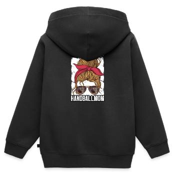 Joueurs de handball Joueurs de handball - Sweat Premium à capuche zippé enfant bio - noir - Dos - AI Model Kid Male (0cm)