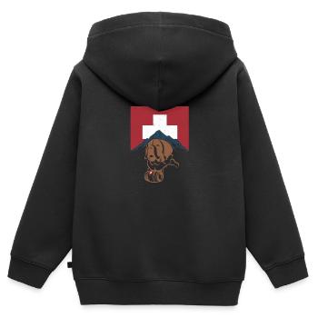 Chien de Saint-Bernard Suisse - Sweat Premium à capuche zippé enfant bio - noir - Dos - AI Model Kid Male (0cm)