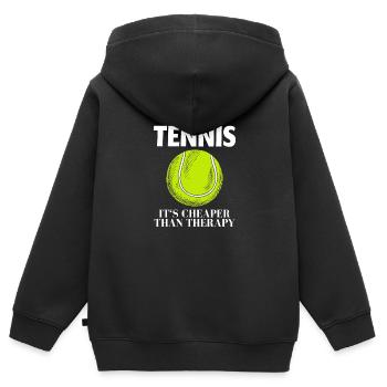 Tennis Tennisspiel - Kinder Premium Organic Zip Hoodie - Schwarz - Hinten - AI Model Kid Male (0cm)