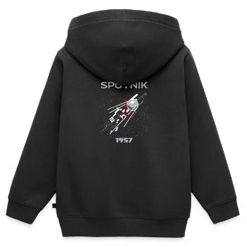 URSS Étoiles soviétiques Gagarine Spoutnik 1957 - Sweat Premium à capuche zippé enfant bio - noir - Dos - AI Model Kid Male (0cm)