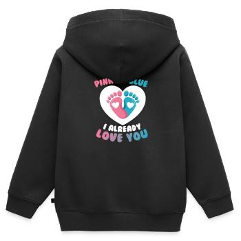 Schwangerschaftsparty Gender Reveal - Kinder Premium Organic Zip Hoodie - Schwarz - Hinten - AI Model Kid Male (0cm)