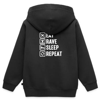 Techno Musik Rave - Kinder Premium Organic Zip Hoodie - Schwarz - Hinten - AI Model Kid Male (0cm)