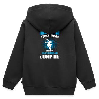 Parkour Freerunning - Kinder Premium Organic Zip Hoodie - Schwarz - Hinten - AI Model Kid Male (0cm)