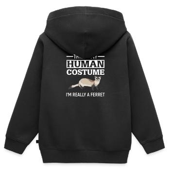 Furet - Sweat Premium à capuche zippé enfant bio - noir - Dos - AI Model Kid Male (0cm)