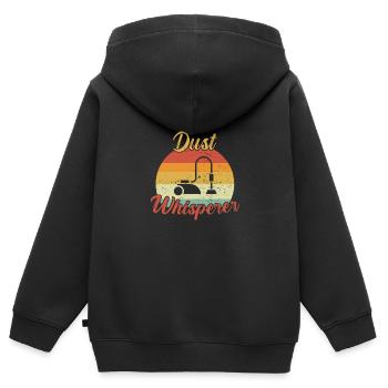 Dust Whisperer / Putzen - Kinder Premium Organic Zip Hoodie - Schwarz - Hinten - AI Model Kid Male (0cm)