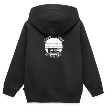 Camping Camping Camping Camping Caravane Camping Vacances - Sweat Premium à capuche zippé enfant bio - noir - Dos - AI Model Kid Male (0cm)