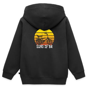 Bonanzarad Bonanza Bike Hipster Anniversaire 1980 - Sweat Premium à capuche zippé enfant bio - noir - Dos - AI Model Kid Male (0cm)