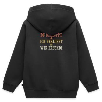 Du bekloppt Ich bekloppt Wir Freunde Freundschaft - Kinder Premium Organic Zip Hoodie - Schwarz - Hinten - AI Model Kid Male (0cm)