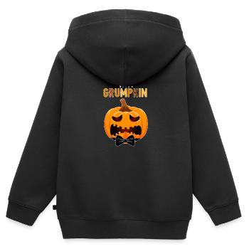 Mr. Papa Grumpkin Halloween Kürbis Familienoutfit - Kinder Premium Organic Zip Hoodie - Schwarz - Hinten - AI Model Kid Male (0cm)