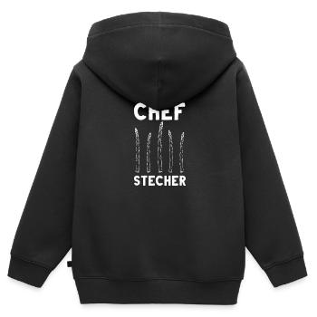 Chefstecher Spargelstecher Spargelernte Bauer - Kinder Premium Organic Zip Hoodie - Schwarz - Hinten - AI Model Kid Male (0cm)