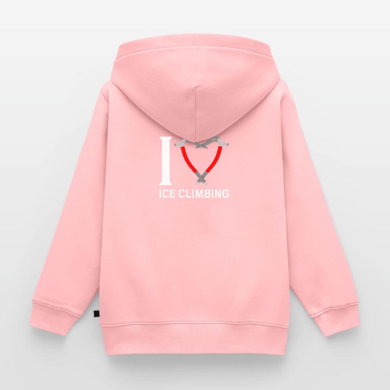 Ich Liebe Eisklettern Eiskletterer Eispickel Kinder Premium Organic Zip Hoodie