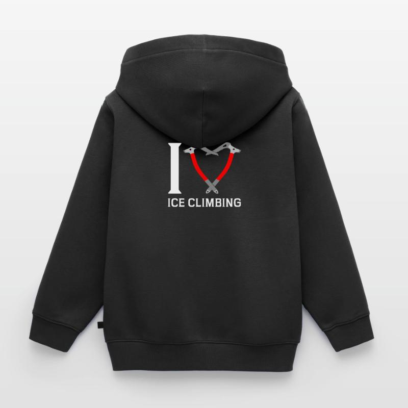 Ich Liebe Eisklettern Eiskletterer Eispickel Kinder Premium Organic Zip Hoodie