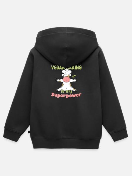 Vegan Baking is my Superpower - Kinder Premium Organic Zip Hoodie - Schwarz