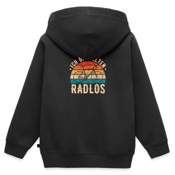 Je suis rarement sans roue pour les cyclistes - Sweat Premium à capuche zippé enfant bio - noir - Dos - AI Model Kid Male (0cm)