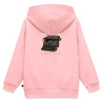Auteur Livres Écrivain Machine à écrire - Sweat Premium à capuche zippé enfant bio - rose - Dos - AI Model Kid Female (0cm)