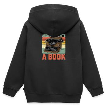 Machine à écrire Livres de littérature pour machines à écrire - Sweat Premium à capuche zippé enfant bio - noir - Dos - AI Model Kid Male (0cm)