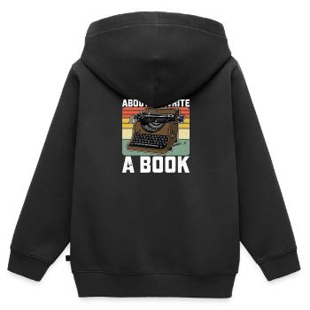 Machine à écrire Livres de littérature pour machines à écrire - Sweat Premium à capuche zippé enfant bio - noir - Dos - AI Model Kid Male (0cm)