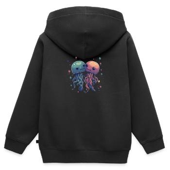Niedlichen Tiere Qualle - Kinder Premium Organic Zip Hoodie - Schwarz - Hinten - AI Model Kid Male (0cm)