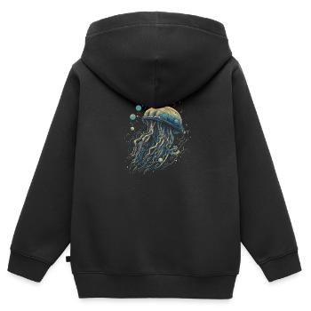Qualle - Kinder Premium Organic Zip Hoodie - Schwarz - Hinten - AI Model Kid Male (0cm)