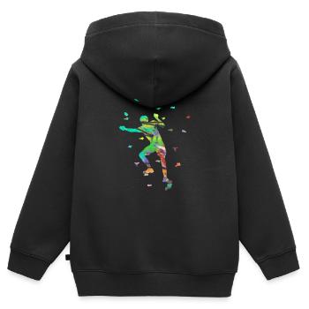Bouldering, Sports, Climbing, Sports, Graffiti - Kids Premium Organic Zip-up Hoodie - black - Back - AI Model Kid Male (0cm)