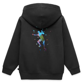 Bouldering, Sports, Climbing, Sports, Graffiti - Kids Premium Organic Zip-up Hoodie - black - Back - AI Model Kid Male (0cm)
