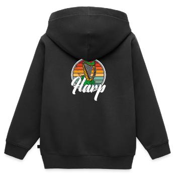 Musikschule Harfe Harfenist Irland Irisch - Kinder Premium Organic Zip Hoodie - Schwarz - Hinten - AI Model Kid Male (0cm)