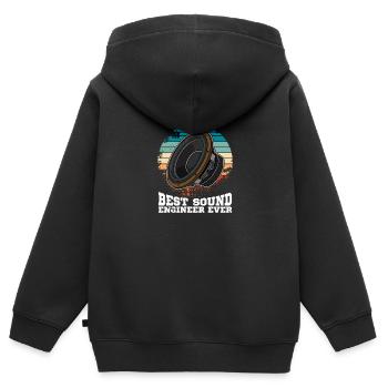 Subwoofer Music Sound Technician Audio Dicton - Sweat Premium à capuche zippé enfant bio - noir - Dos - AI Model Kid Male (0cm)