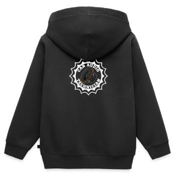 Ingénieur du son Subwoofer Sound Analog Music - Sweat Premium à capuche zippé enfant bio - noir - Dos - AI Model Kid Male (0cm)