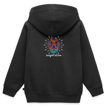 Main de Hamsa Talisman Yoga Protection Bouddha - Sweat Premium à capuche zippé enfant bio - noir - Dos - AI Model Kid Male (0cm)
