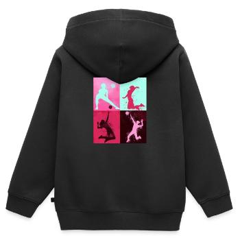 volleyball, volleyballerin, Beachball,Graffiti - Kinder Premium Organic Zip Hoodie - Schwarz - Hinten - AI Model Kid Male (0cm)