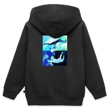 volleyball, volleyballer, Beachball,Graffiti - Kinder Premium Organic Zip Hoodie - Schwarz - Hinten - AI Model Kid Male (0cm)