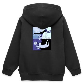 volleyball, volleyballer, Beachball,Graffiti,grau - Kinder Premium Organic Zip Hoodie - Schwarz - Hinten - AI Model Kid Male (0cm)
