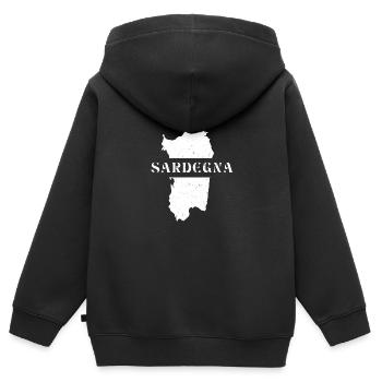 Italie Sardaigne Île Vacances Dicton Méditerranée - Sweat Premium à capuche zippé enfant bio - noir - Dos - AI Model Kid Male (0cm)