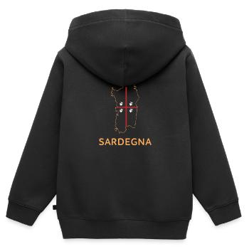 Sardaigne Île Méditerranée Italie Tourisme - Sweat Premium à capuche zippé enfant bio - noir - Dos - AI Model Kid Male (0cm)