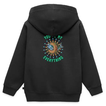 Lachs auf Bagel Küche Israel Gericht Spruch - Kinder Premium Organic Zip Hoodie - Schwarz - Hinten - AI Model Kid Male (0cm)