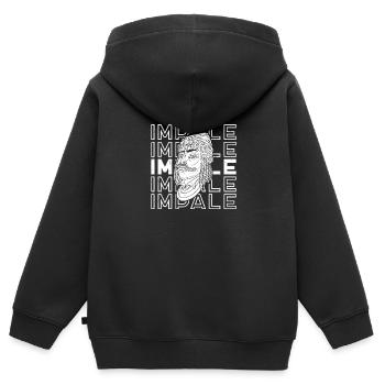 Balkan Bucharest Rumänien Geschichte Vlad - Kinder Premium Organic Zip Hoodie - Schwarz - Hinten - AI Model Kid Male (0cm)